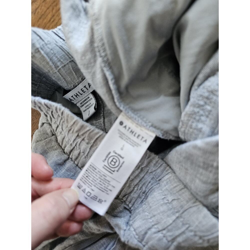 Athleta Linen Cabo Wide Leg Pants Casual Coastal Resort Lagenlook‎ Size L Gray - Picture 4 of 9